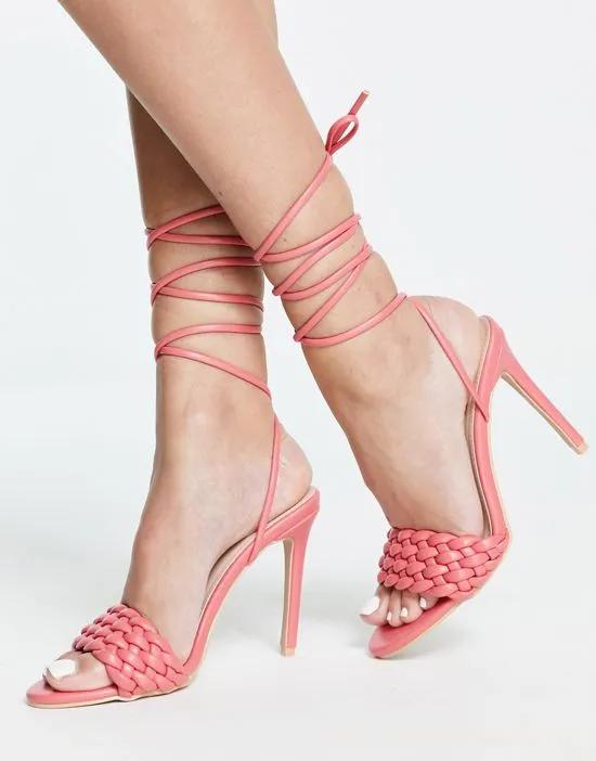 RAID Garry braided strap heeled sandals in Pink