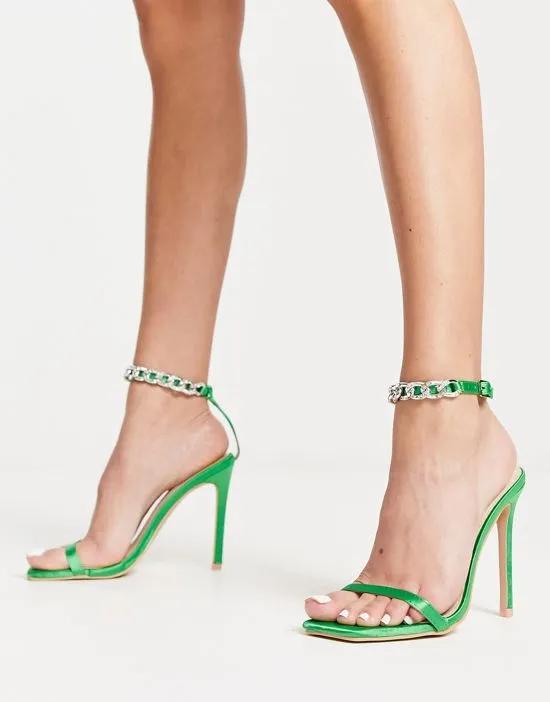 RAID Revvy heeled sandals with embellished ankle strap in green