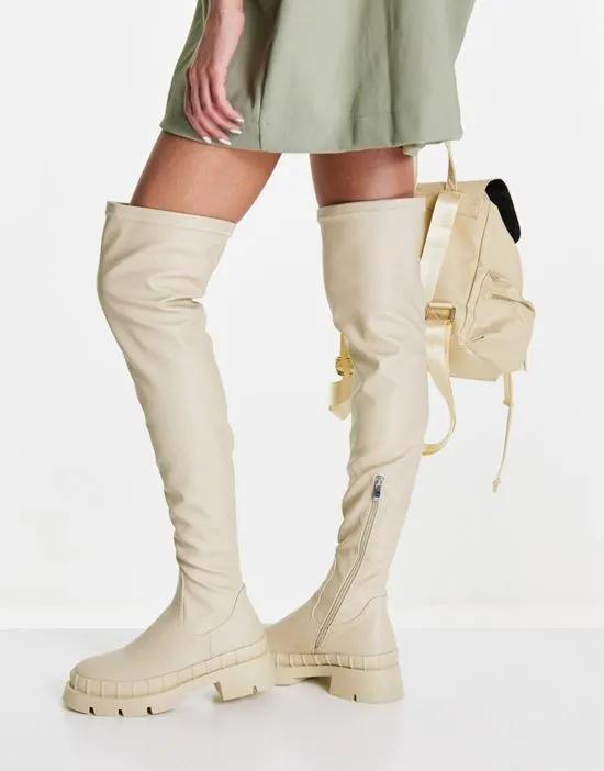 RAID Rooshi over the knee stretch boots in cream
