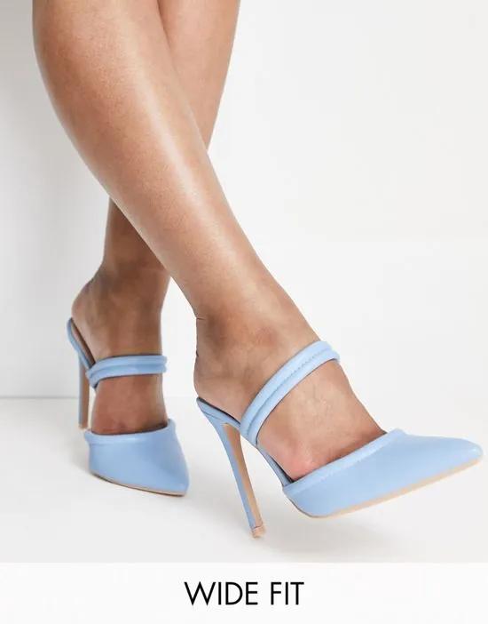 RAID Wide Fit Britta mule heeled shoes in blue