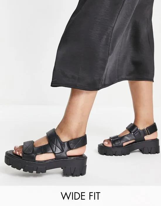 RAID Wide Fit Daicy sporty sandals in black