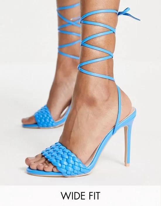 RAID Wide Fit Garry plait strap heeled sandals in blue