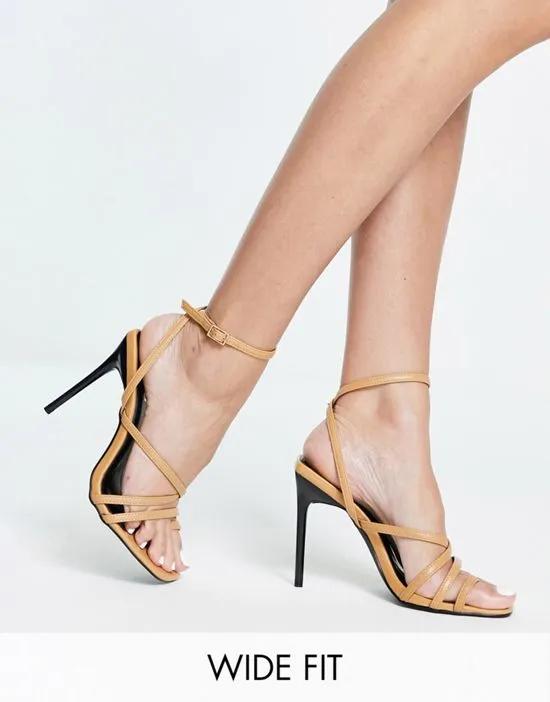 RAID Wide Fit Joslyn strappy heeled sandals in camel