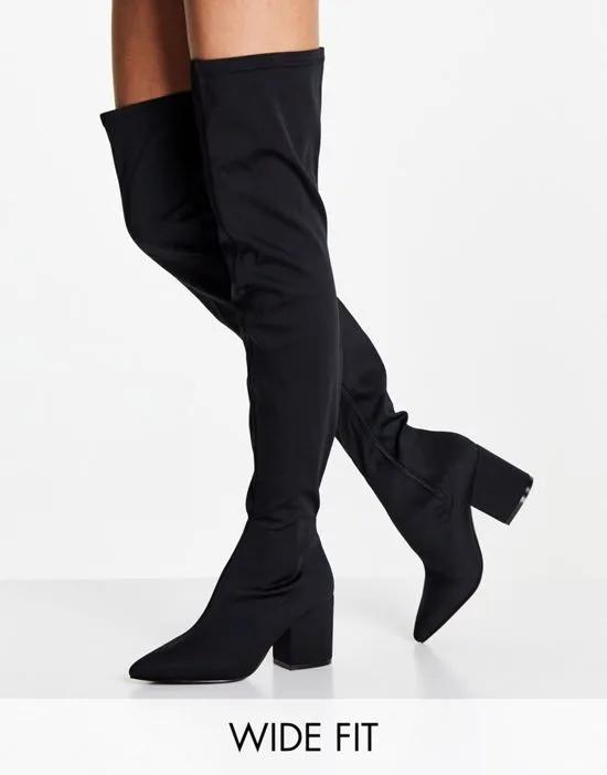 RAID Wide Fit Samba over the knee stretch boots in black