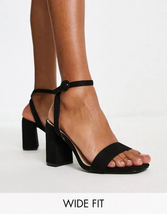 RAID Wide Fit Wink block heel sandals in black