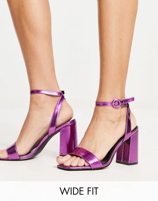 RAID Wide Fit Wink block heel sandals in purple metallic - exclusive to ASOS
