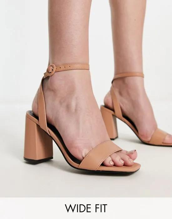 RAID Wide Fit Wink block heeled sandals in beige