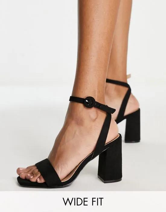RAID Wide Fit Wink square toe heeled sandals in black
