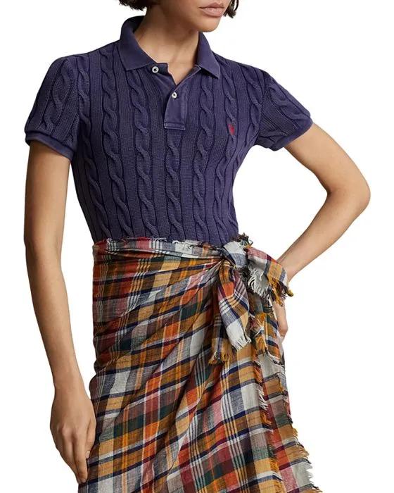 Ralph Lauren Slim Fit Cotton Cable Knit Polo Sweater