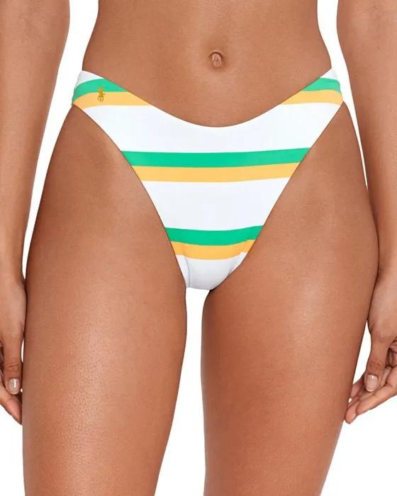 Ralph Lauren Striped High Leg Bikini Bottoms