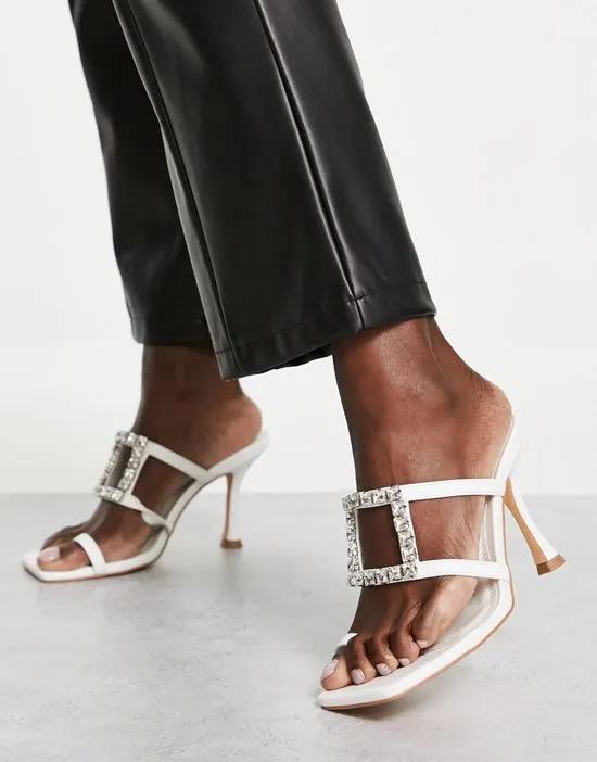 Razzle embellished heeled sandal in white