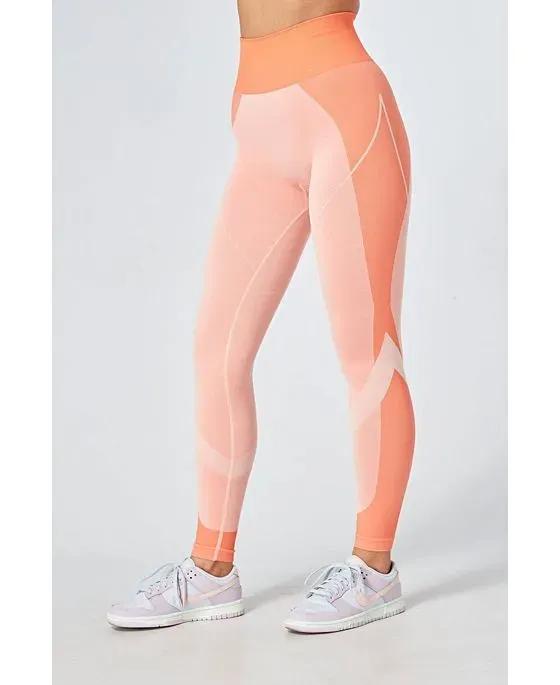 Recycled Colour Block Body Fit Legging - Coral