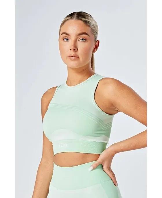 Recycled Colour Block Racer Top - Green