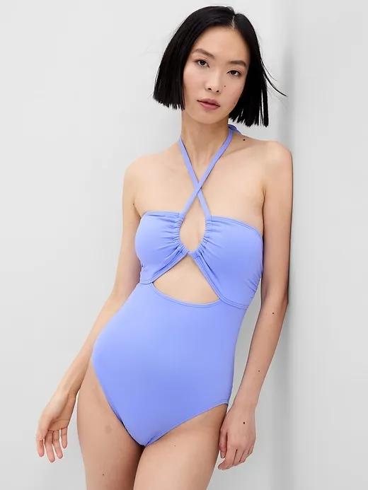 Recycled Halter One-Piece Swimsuit