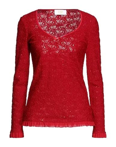 Red Bouclé Sweater