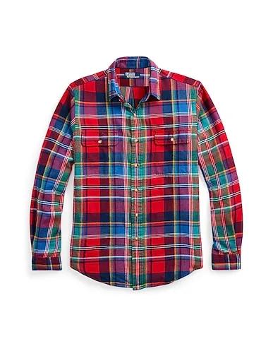 Red Checked shirt CLASSIC FIT SUEDE-PATCH TWILL WORKSHIRT
