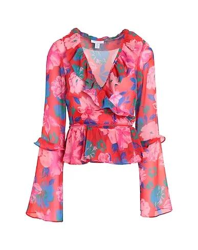 Red Chiffon Floral shirts & blouses