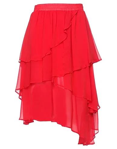 Red Chiffon Midi skirt