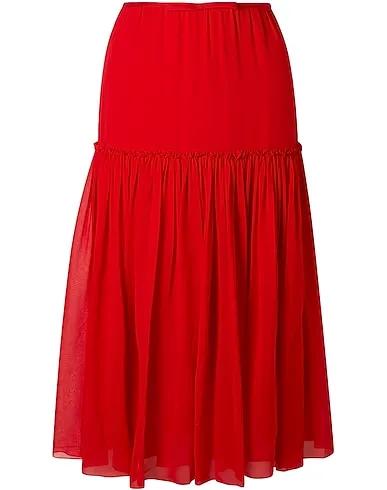 Red Chiffon Midi skirt