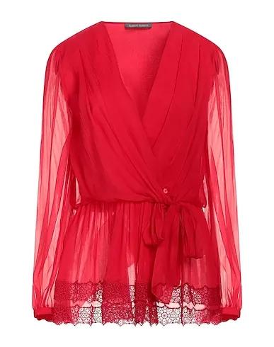 Red Chiffon Solid color shirts & blouses