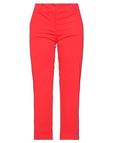 Red Cotton twill Casual pants