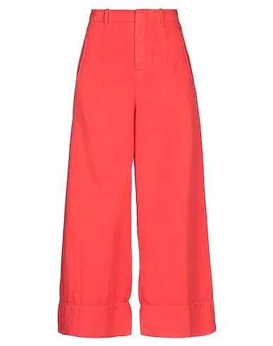 Red Cotton twill Casual pants