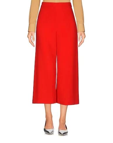 Red Cotton twill Cropped pants & culottes