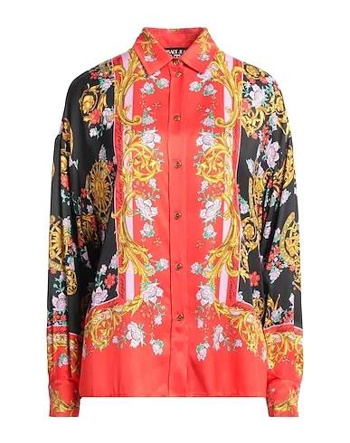 Red Cotton twill Floral shirts & blouses