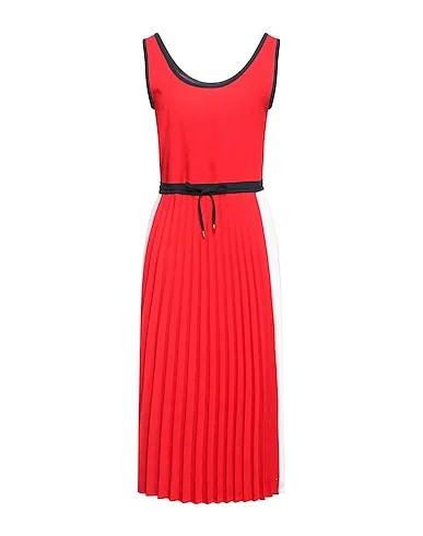 Red Cotton twill Midi dress