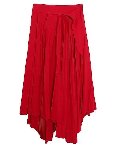 Red Cotton twill Midi skirt