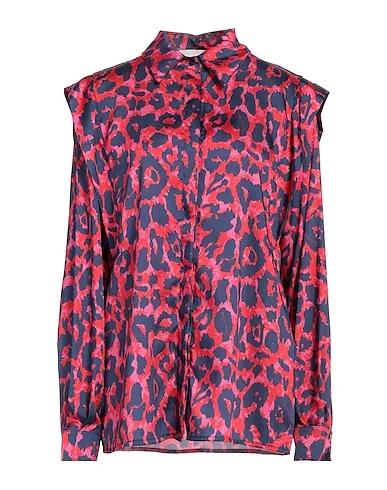 Red Cotton twill Patterned shirts & blouses