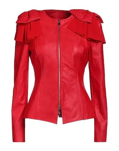 Red Crêpe Biker jacket