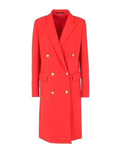 Red Crêpe Double breasted pea coat