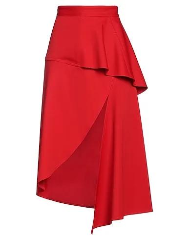 Red Crêpe Midi skirt