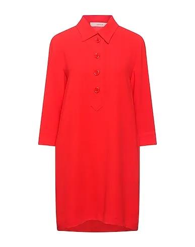 Red Crêpe Shirt dress