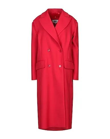 Red Gabardine Double breasted pea coat