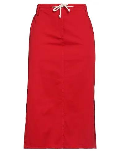 Red Gabardine Midi skirt