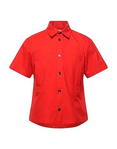 Red Gabardine Solid color shirt