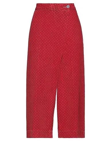 Red Jacquard Cropped pants & culottes