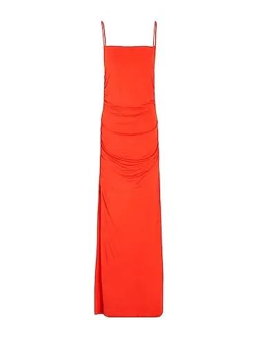 Red Jersey Long dress MAXI SLIP DRESS WITH SIDE GATHERING