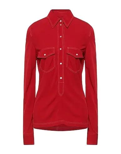 Red Jersey Solid color shirts & blouses
