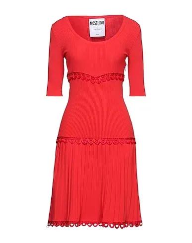 Red Knitted Pleated dress