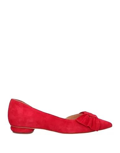 Red Leather Ballet flats