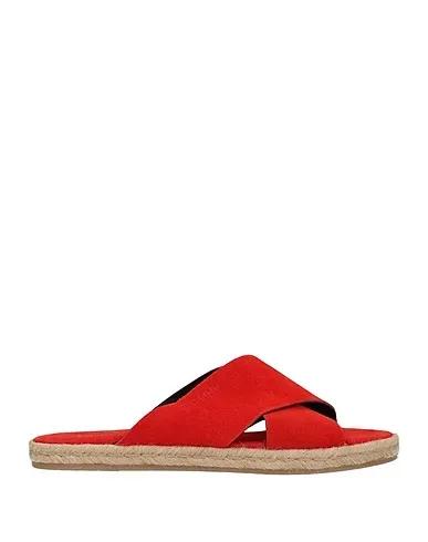 Red Leather Espadrilles