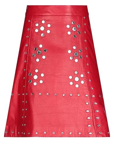 Red Leather Midi skirt