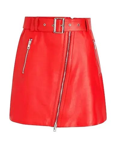 Red Leather Mini skirt LEATHER BIKER MINI SKIRT
