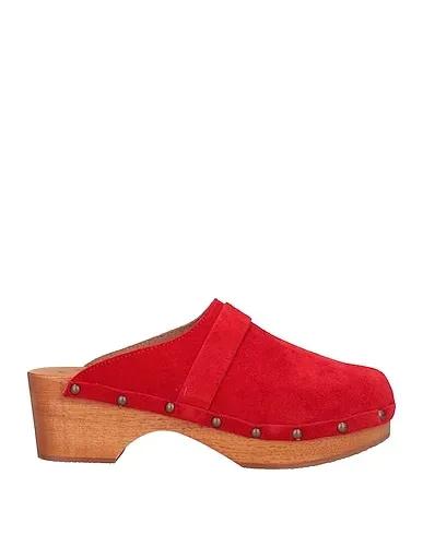 Red Leather Mules and clogs