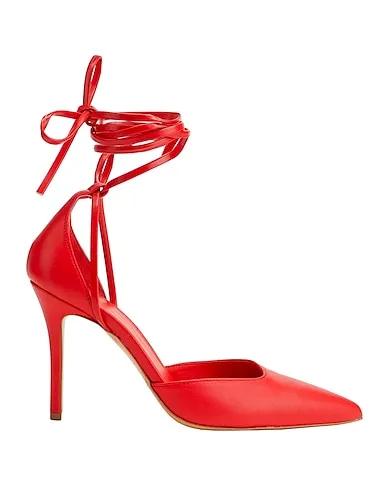 Red Leather Pump LEATHER LACE-UP PUMPS
