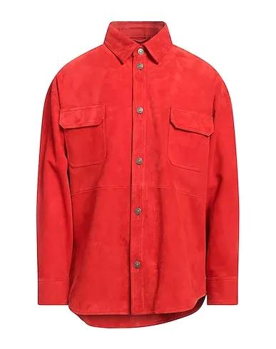 Red Leather Solid color shirt