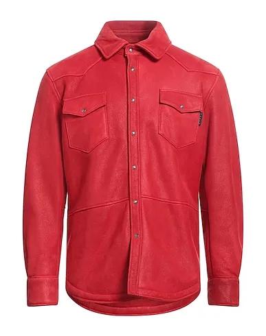 Red Leather Solid color shirt